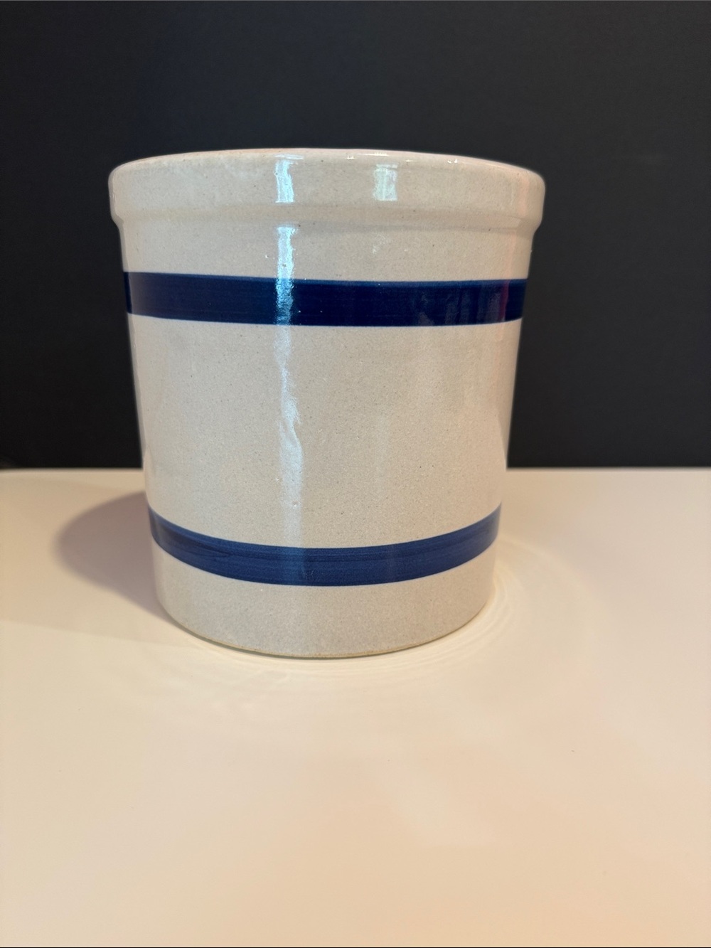 Roseville Company Stoneware Crock with Blue Stripes #303